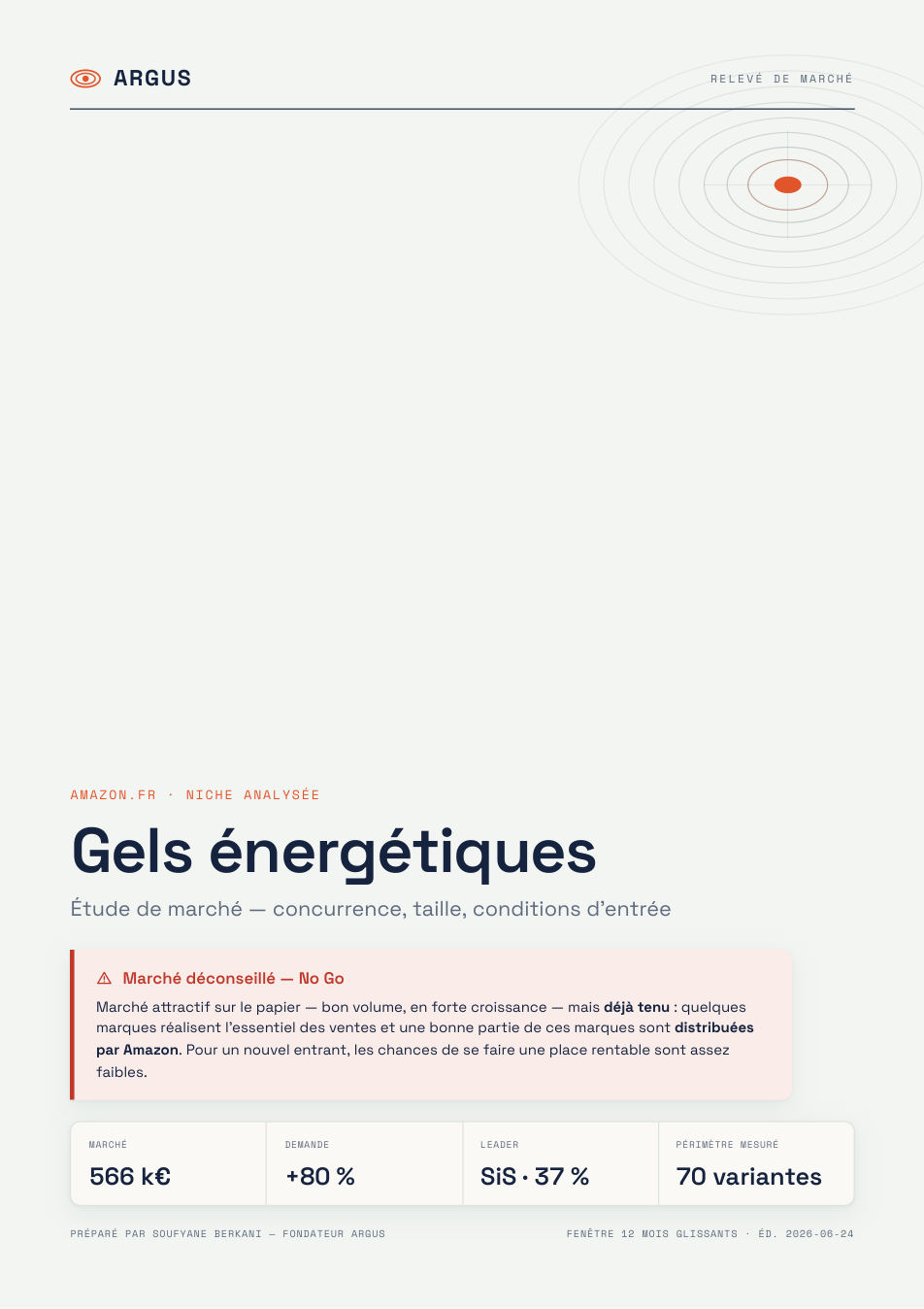 Étude gels énergétiques — page de couverture